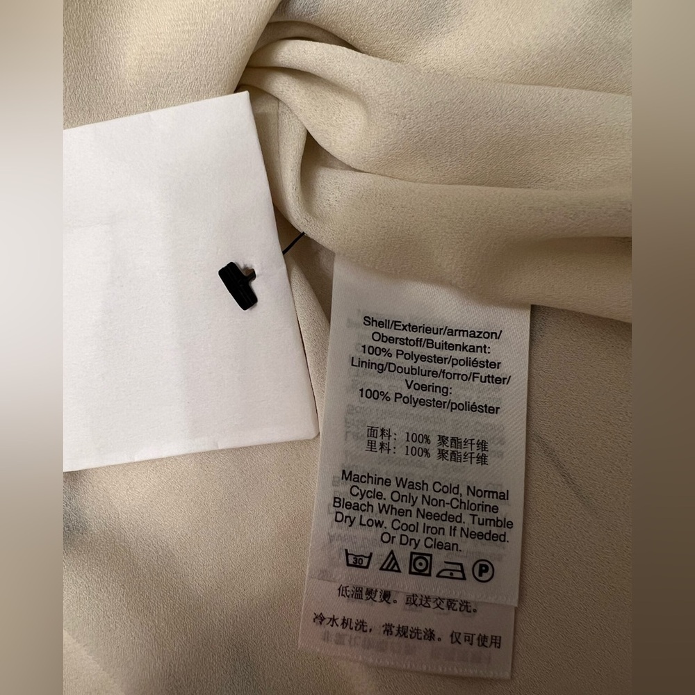 DKNY Ivory Blouse with Black Leaf Print and Gold Thread M - Picture 10 of 13